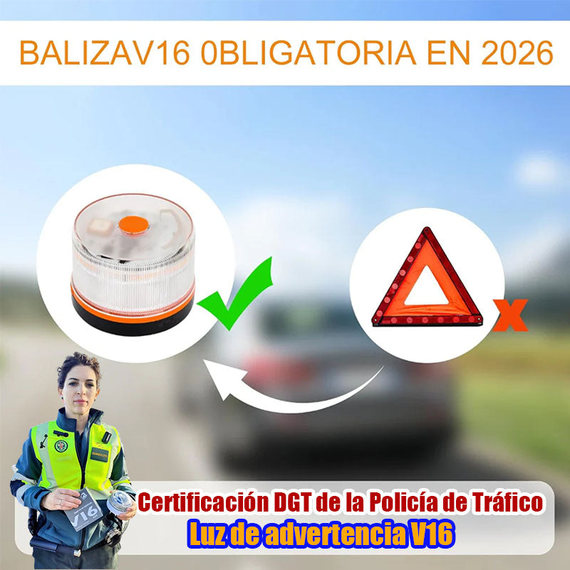 🔥Especial de Navidad: 80% DE DESCUENTOLuz de Emergencia V16 Aprobada por la DGT con Geolocalización 3.0 – Señalización de Ubicación para Automóviles, Plan de Datos Incluido – Base Magnética IP54 – Cumple con la Normativa 2026.