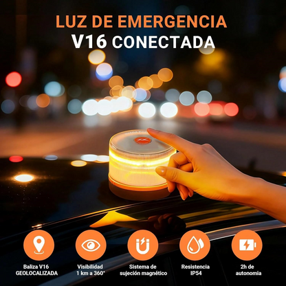 🔥Especial de Navidad: 80% DE DESCUENTOLuz de Emergencia V16 Aprobada por la DGT con Geolocalización 3.0 – Señalización de Ubicación para Automóviles, Plan de Datos Incluido – Base Magnética IP54 – Cumple con la Normativa 2026.